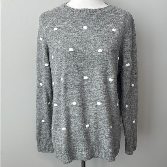 Pink Clover Gray Pullover Crewneck Polka Dot Sweater Women's Large - Picture 1 of 7